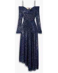 Jason Wu - Asymmetric Cold-shoulder Sequined Chiffon Maxi Dress - Lyst