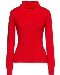 Love Moschino Embroide Wool Turtleneck Jumper - Red