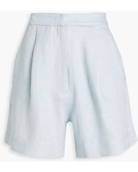 Asceno Madrid Pleated Organic Linen Shorts in Natural