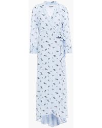 Ganni Floral-print Georgette Midi Wrap Dress - Blue