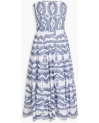 Charo Ruiz - Galik Strapless Broderie Anglaise Cotton-Blend Midi Dress - Lyst
