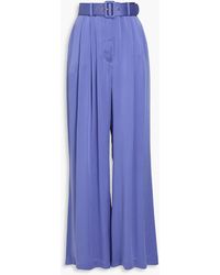 Zimmermann - Belted Washed-Silk Wide-Leg Pants - Lyst