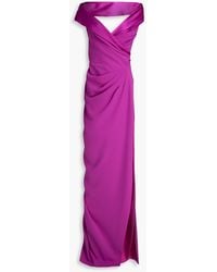 Rhea Costa - Wrap-effect Crepe Gown - Lyst