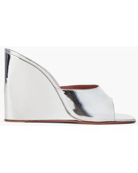 AMINA MUADDI - Lupita Mirrored-Leather Wedge Mules - Lyst