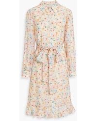 Mikael Aghal - Ruffled Floral-print Crepe De Chine Shirt Dress - Lyst