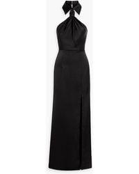 Halston - Gemi Knotted Satin-crepe Halterneck Gown - Lyst
