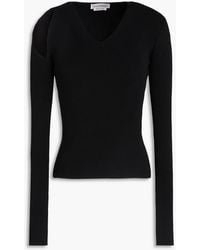 McQueen - Gerippter pullover aus einer wollmischung mit cut-outs - Lyst