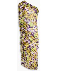 Dries Van Noten - One-Shoulder Ruffled Floral-Print Chiffon Midi Dress - Lyst