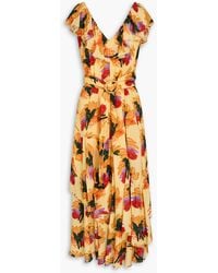 FARM Rio - Ruffled Printed Crepe De Chine Maxi Dress - Lyst