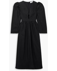 Sea - Steph midikleid aus baumwollpopeline mit raffungen und cut-out - Lyst