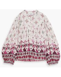 Isabel Marant - Salika Metallic Printed Cotton-Blend Voile Blouse - Lyst