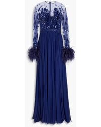 Zuhair Murad - Embellished Tulle-paneled Voile Gown - Lyst