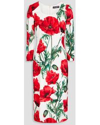 Dolce & Gabbana - Kleid aus crêpe de chine und stretch-seide mit floralem print - Lyst