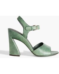 Ferragamo - Lizard-effect Leather Sandals - Lyst