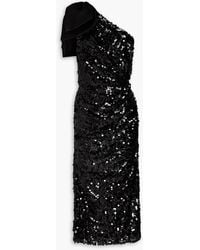 Dolce & Gabbana - Midikleid aus tüll mit asymmetrischer schulterpartie und pailletten - Lyst