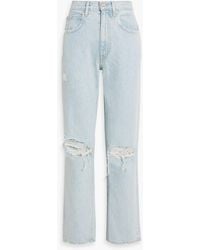SLVRLAKE Denim - London Distressed High-rise Straight-leg Jeans - Lyst