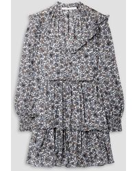 Veronica Beard - Savile Ruffled Printed Silk Crepe De Chine Mini Dress - Lyst