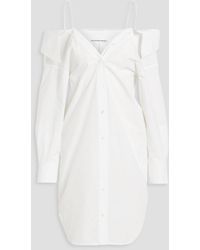 T By Alexander Wang - Cold-shoulder Cotton-poplin Mini Shirt Dress - Lyst