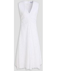 Veronica Beard - Aven Ruched Broderie Anglaise Cotton Midi Dress - Lyst