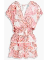 Melissa Odabash - Jess minikleid aus voile mit paisley-print und rüschen - Lyst