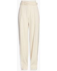 Brunello Cucinelli - Pleated Belted Twill Straight-leg Pants - Lyst