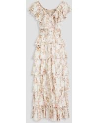 byTiMo - Tiered Floral-print Cotton-blend Maxi Dress - Lyst