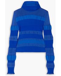 Acne Studios - Striped Ribbed-knit Hooded Turtleneck Sweater - Lyst