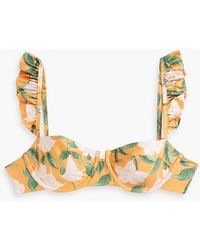 Agua Bendita - Kiwi Sabanero Dorado Ruffled Floral-print Underwired Bikini Top - Lyst