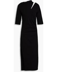 Brunello Cucinelli - Cutout Bead-embellished Wool-blend Jersey Midi Dress - Lyst