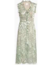 Anna Sui - Ruffle-trimmed Printed Fil Coupé Midi Dress - Lyst