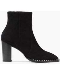 Stuart Weitzman - Kailee Faux Pearl-embellished Suede Ankle Boots - Lyst