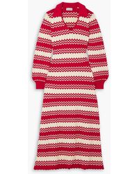 RIXO London - Piper Scalloped Pointelle-knit Midi Dress - Lyst
