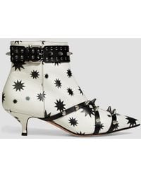 Red(V) - Spiked Printed Leather Ankle Boots - Lyst