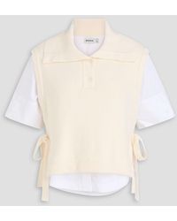 Jonathan Simkhai - Leanna Merino Wool And Cotton-Poplin Polo Shirt - Lyst