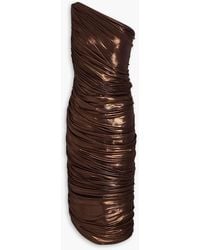 Norma Kamali - Diana One-Shoulder Draped Lamé Gown - Lyst