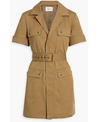 FRAME - The Utility Belted Cotton-Blend Twill Mini Dress - Lyst