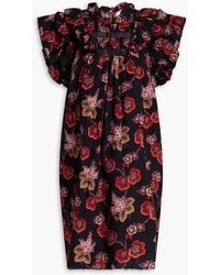 Sea - Lucinda Ruffled Floral-print Cotton Mini Dress - Lyst