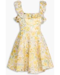 Zimmermann - Ruffled Floral-print Linen And Silk-blend Gauze Mini Dress - Lyst