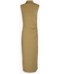 Vince - Ruched Modal-jersey Midi Dress - Lyst