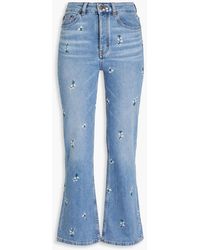Maje - Embroidered High-rise Flared Jeans - Lyst