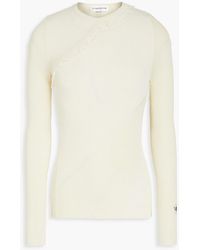 Victoria Beckham - Ruffled Ribbed-knit Sweater - Lyst
