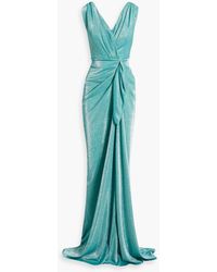 Rhea Costa - Draped Glittered Jersey Gown - Lyst