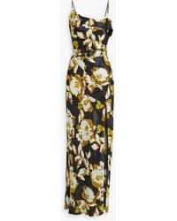 Nicholas - Belira Draped Belted Floral-print Satin Gown - Lyst