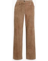 Brunello Cucinelli - Suede Straight-Leg Pants - Lyst