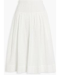 Alex Mill - June Pleated Broderie Anglaise Cotton Midi Skirt - Lyst
