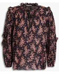 Ulla Johnson - Et bluse aus jacquard aus einer baumwollmischung mit floralem print und rüschen - Lyst