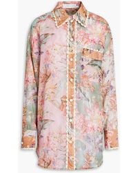 Zimmermann - Hemd aus ramie mit floralem print - Lyst