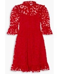 BATSHEVA - Spring Ruffled Polka-dot Flocked Tulle Mini Dress - Lyst