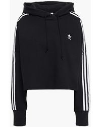 adidas Originals Cropped hoodie aus baumwollfrottee - Schwarz