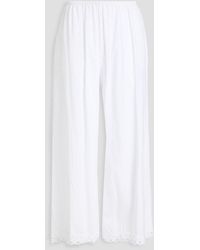 By Malene Birger - Luisa Cropped Lace-trimmed Cotton-poplin Wide-leg Pants - Lyst